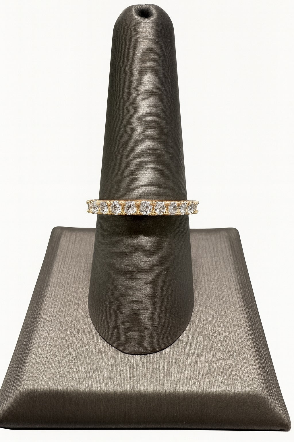 Solid Gold Stackable Ring w/White Sapphire Stones