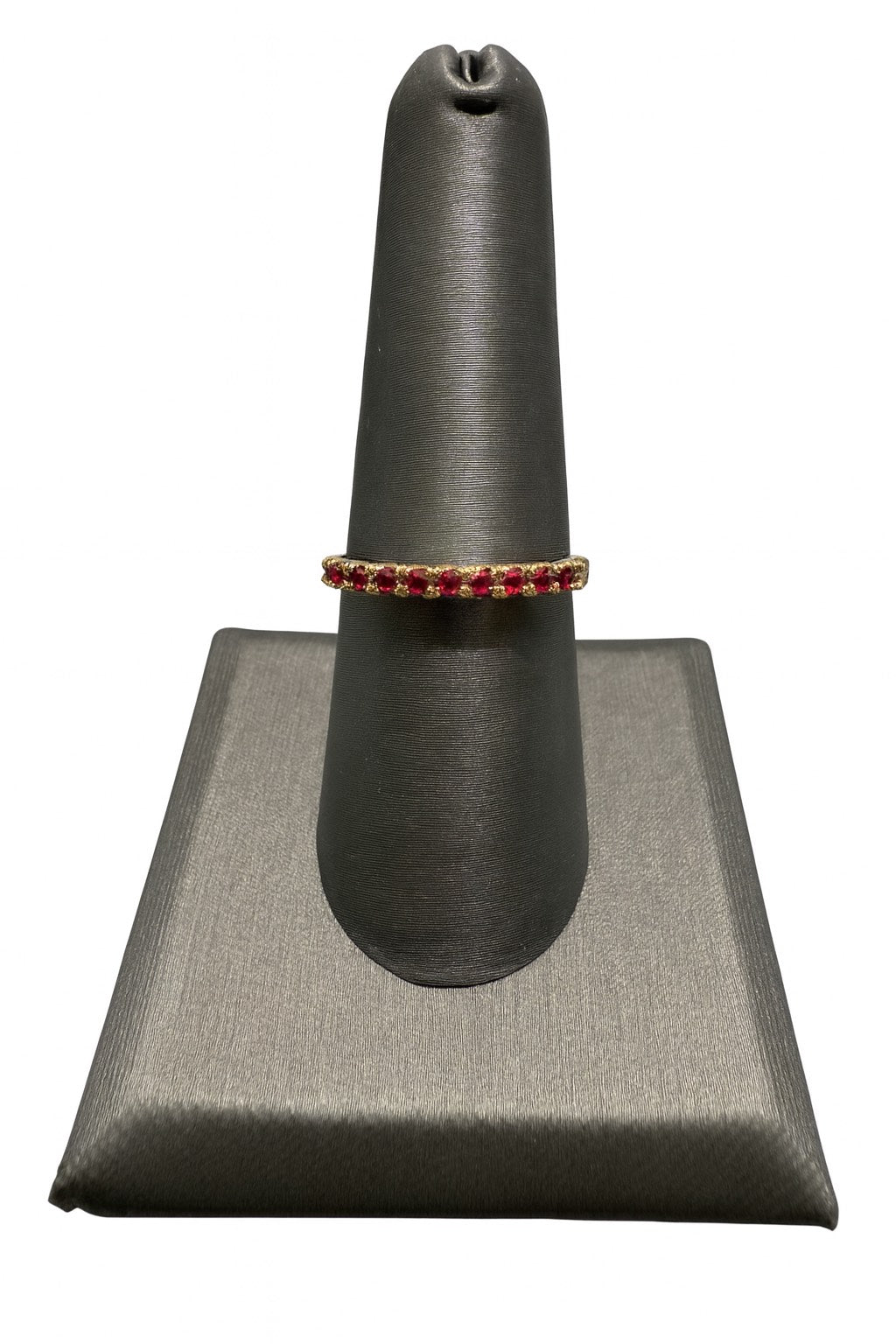 Solid Gold Stackable Ring w/Ruby Stones