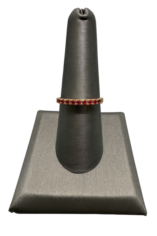 Solid Gold Stackable Ring w/Ruby Stones