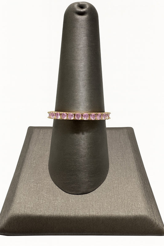 Solid Gold Stackable Ring w/Morganite Stones