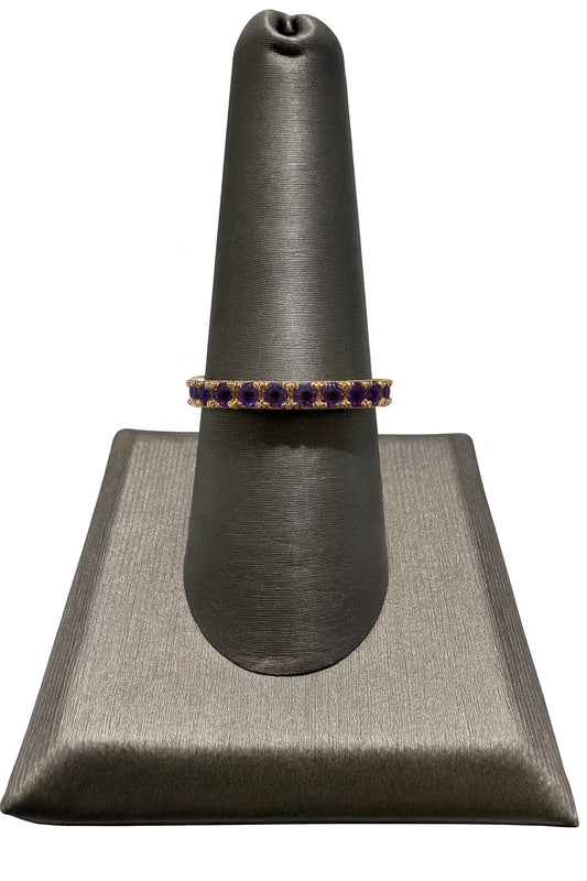 Solid Gold Stackable Ring w/Amethyst Stones