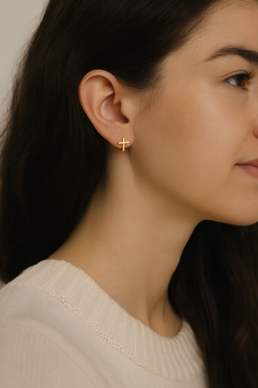 Cross Earrings Gold Plated