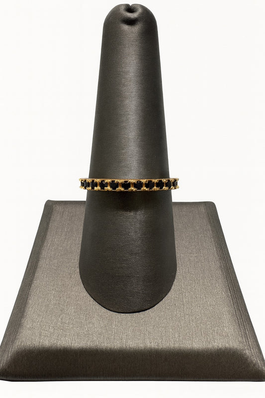 Solid Gold Stackable Ring w/Onyx Stones