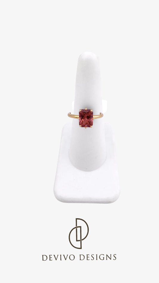 Padparadscha Pink Sapphire Ring (Lab)