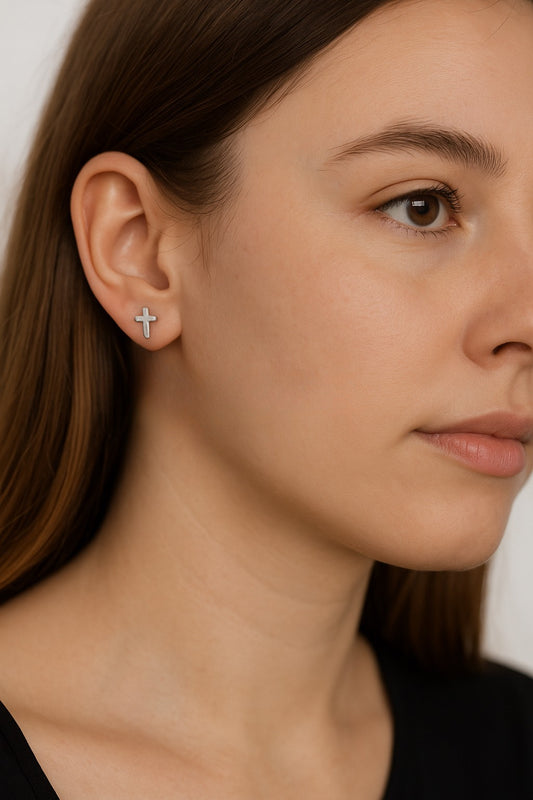 Cross Earrings Sterling Silver