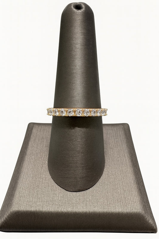 Solid Gold Stackable Ring w/White Sapphire Stones