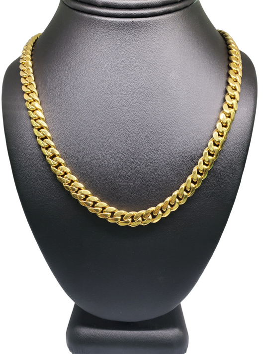 Handmade Cuban link Chain. .925 sterling silver with Gold Vermeil finishing. 8.5 mm/30 Inch/148.1 grams