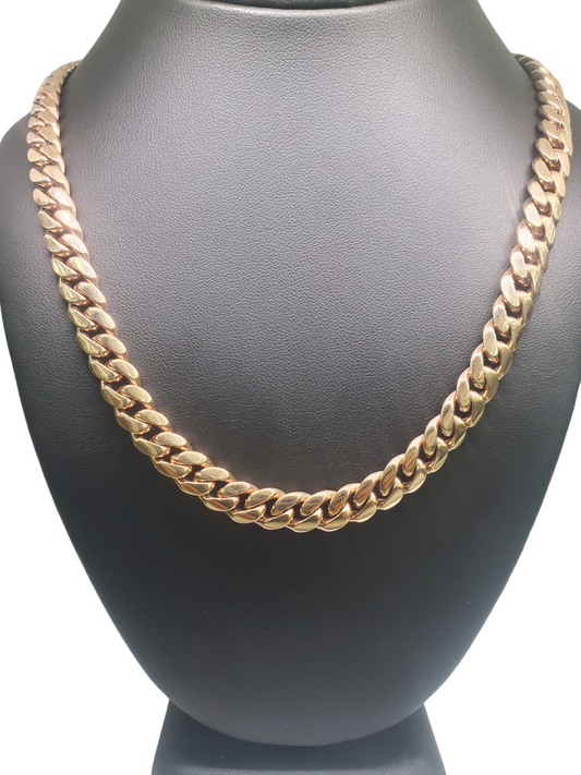 Handmade Miami Cuban link Chain. .925 sterling silver with Rose Gold finishing. 8 mm/30 Inch/127.6 grams