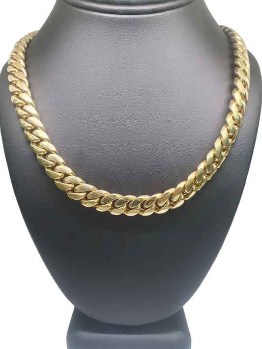 Handmade Miami Cuban link Chain. .925 sterling silver with Gold Vermeil finishing. 11.8 mm/32 Inch/339 grams