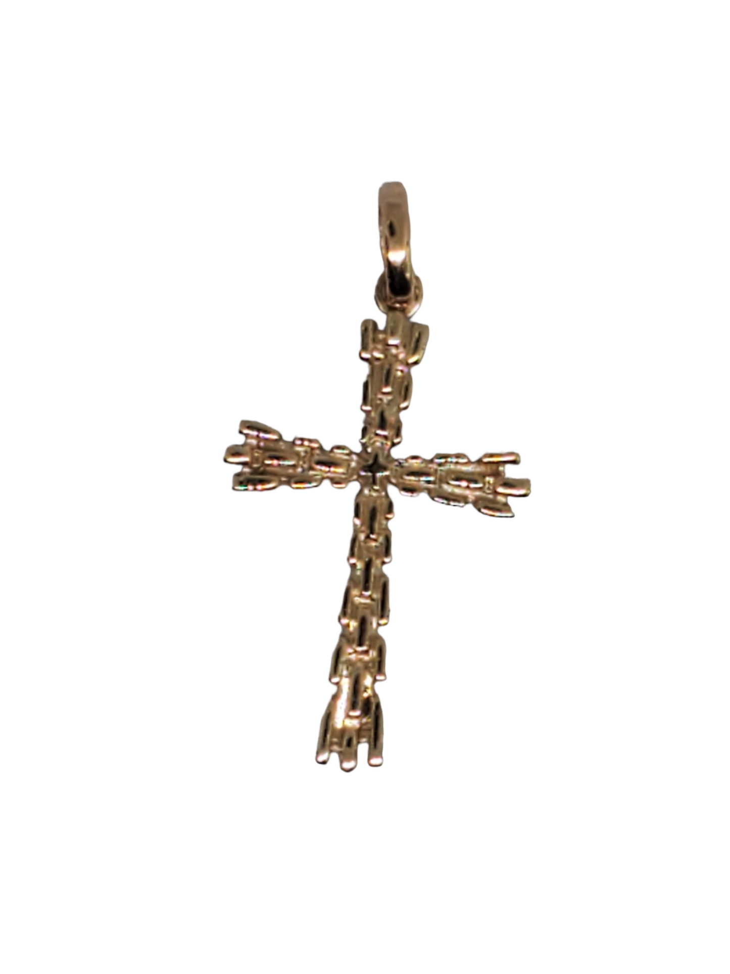 14k Beautiful chain brick cross.