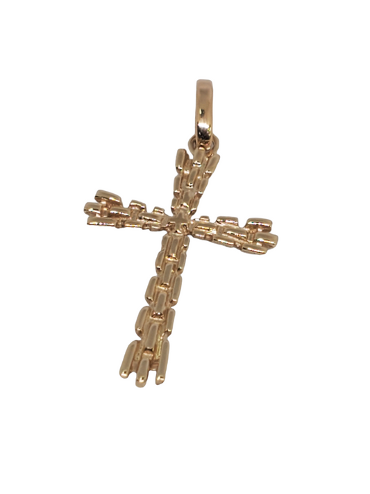 14k Beautiful chain brick cross.